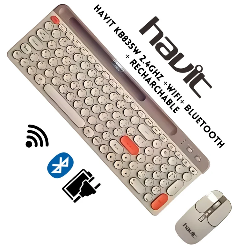CLAVIER + SOURIS HAVIT KB 835WB SANS FIL 2.4 GHZ RECHARGABLE