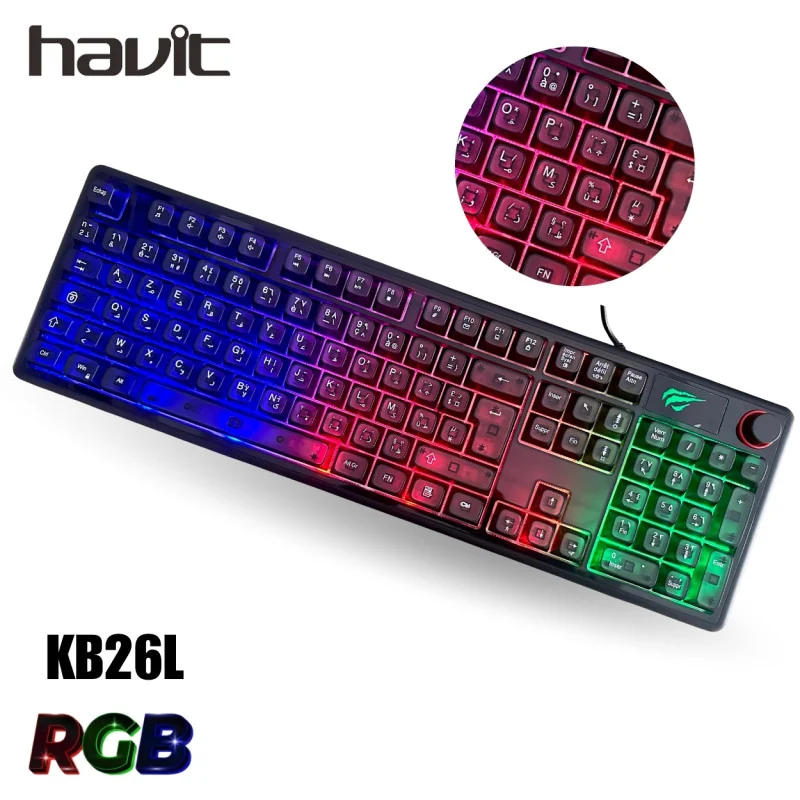 CLAVIER HAVIT RGB KB26L SEMI MECANIQUE