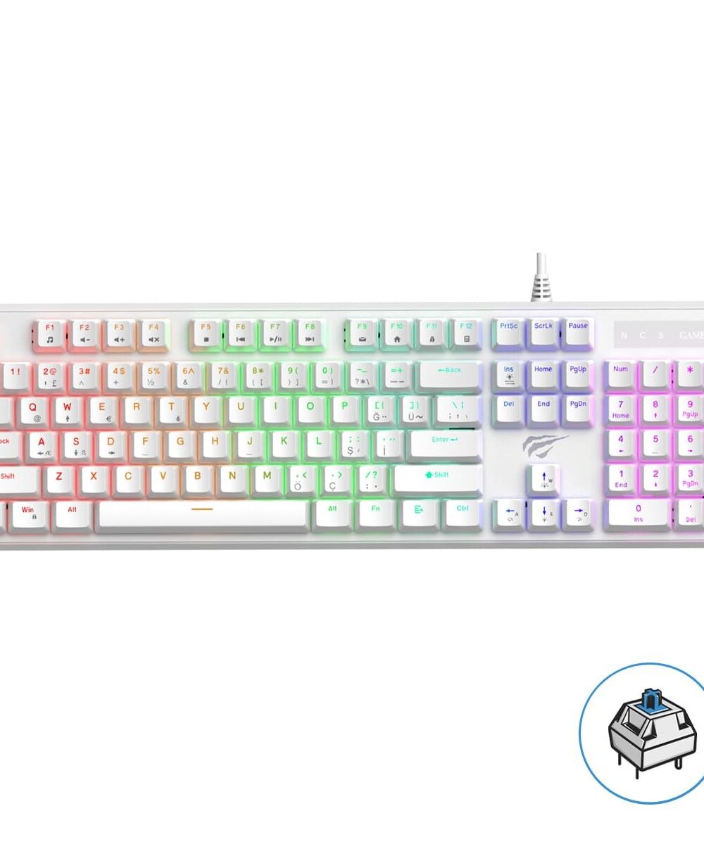CLAVIER HAVIT LUMINEUX RGB Blue Switch KB870L