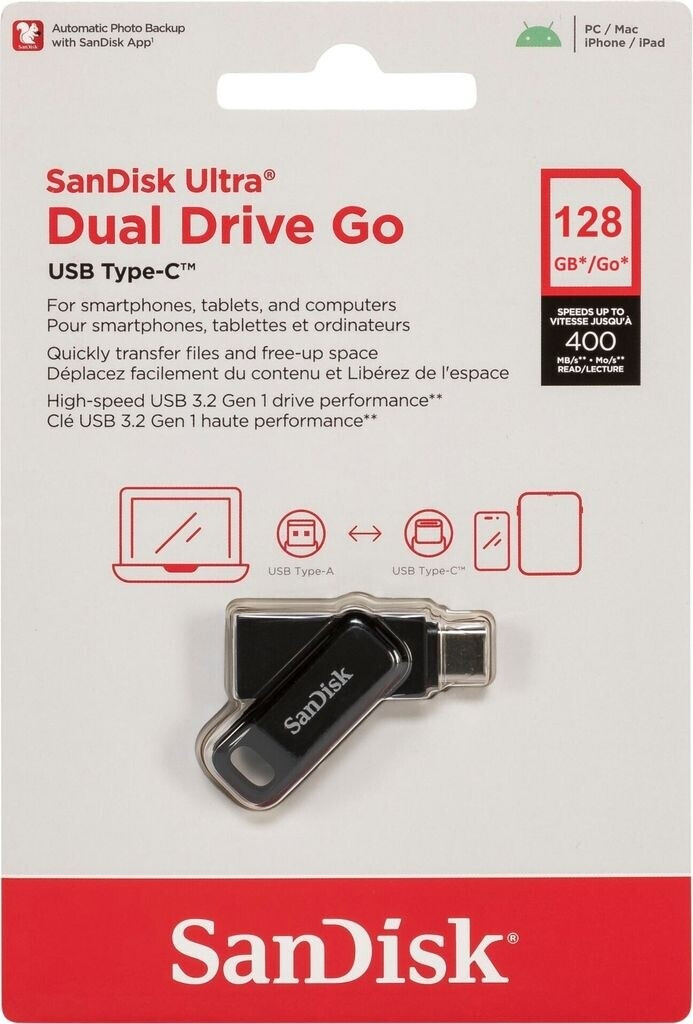 Alternative view of flash disk sandisk otg ultra dual drive go usb3.1/type c 128gb 400mbps
